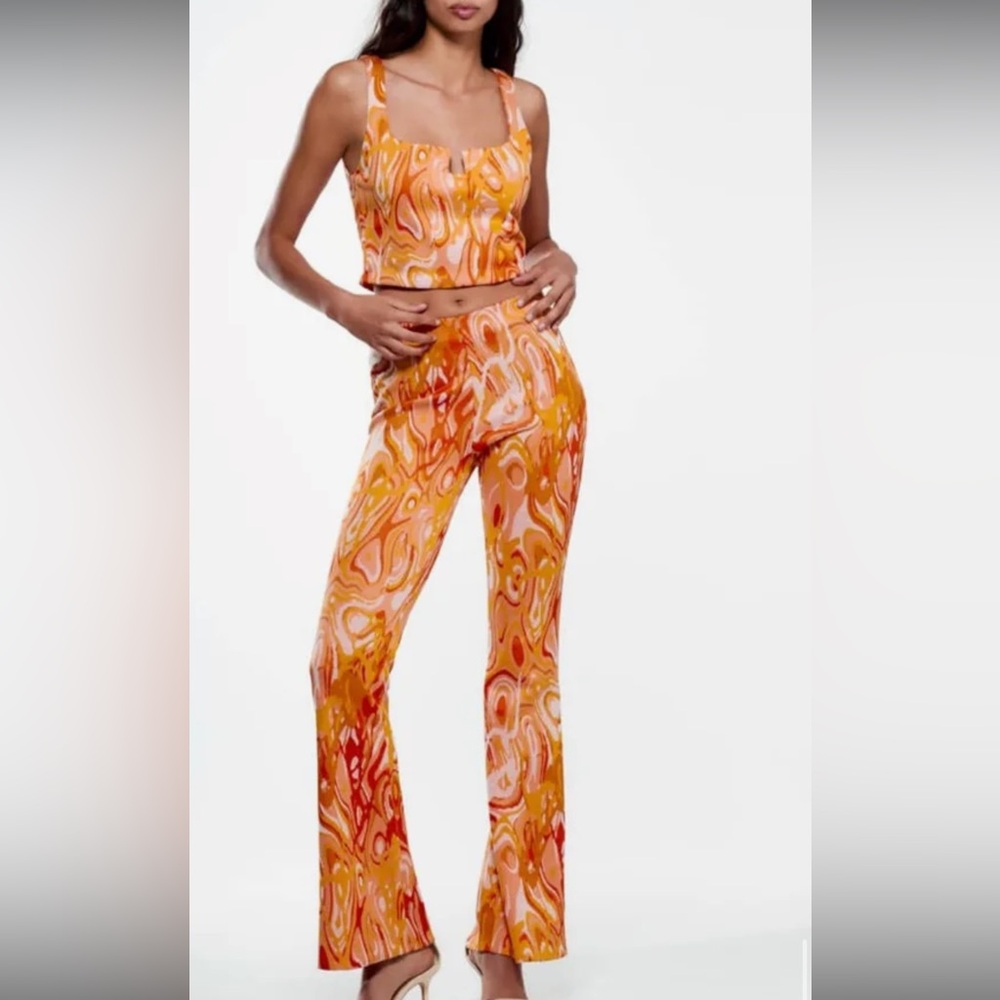Zara Orange Swirl Jumpsuit